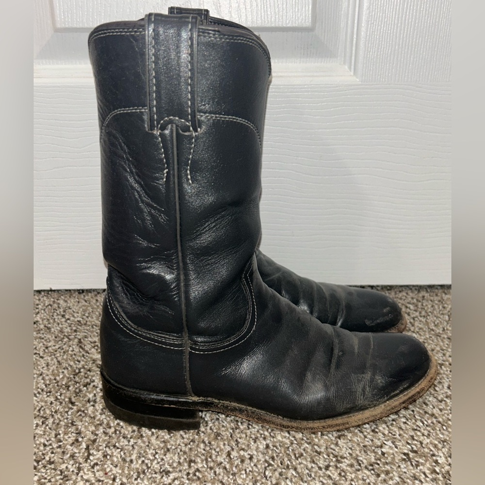 Vintage Justin Boots Womens‎ 5B/Kids 3 Gray Leather Western  Roper 90s L3056